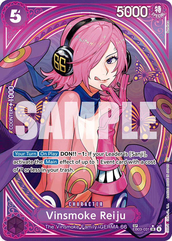 Vinsmoke Reiju special rare card from EB-03 Heroines Edition