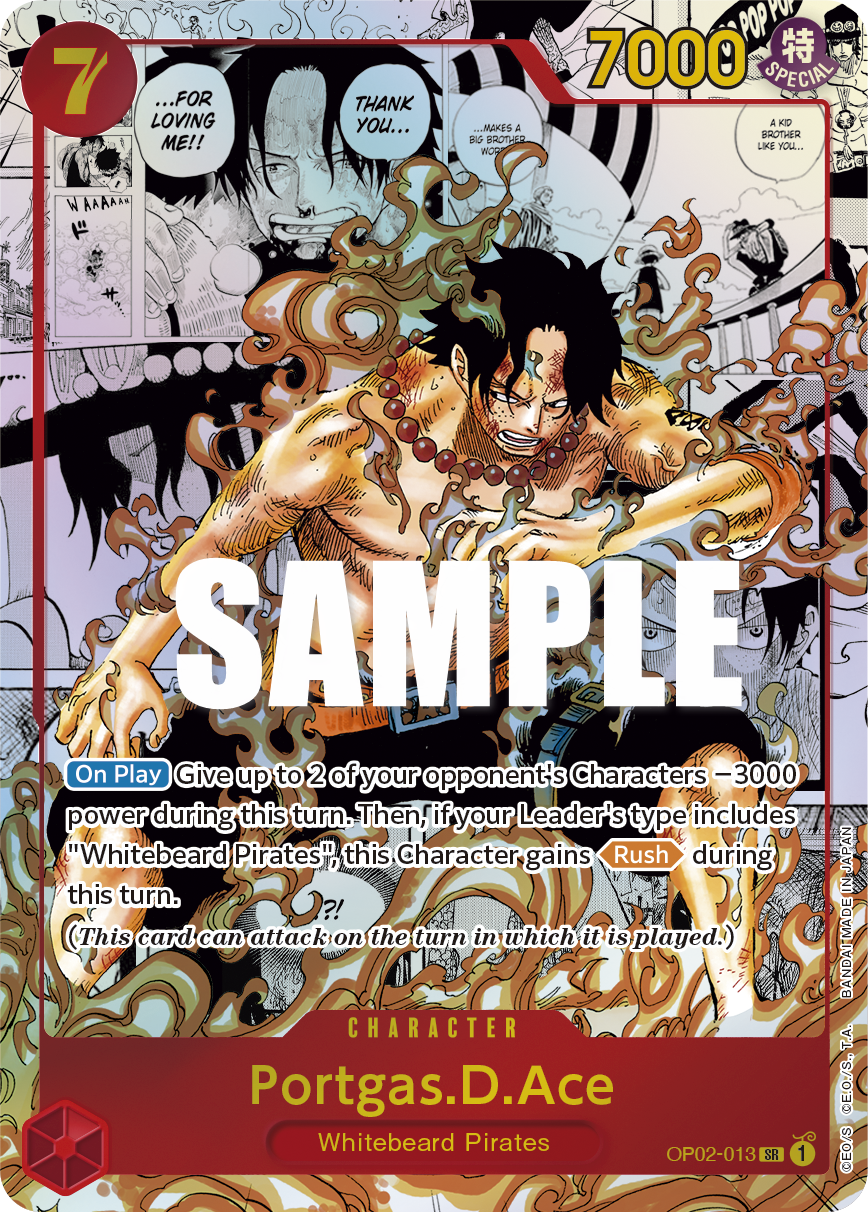Portgas D Ace manga rare card from OP-02 Paramount War