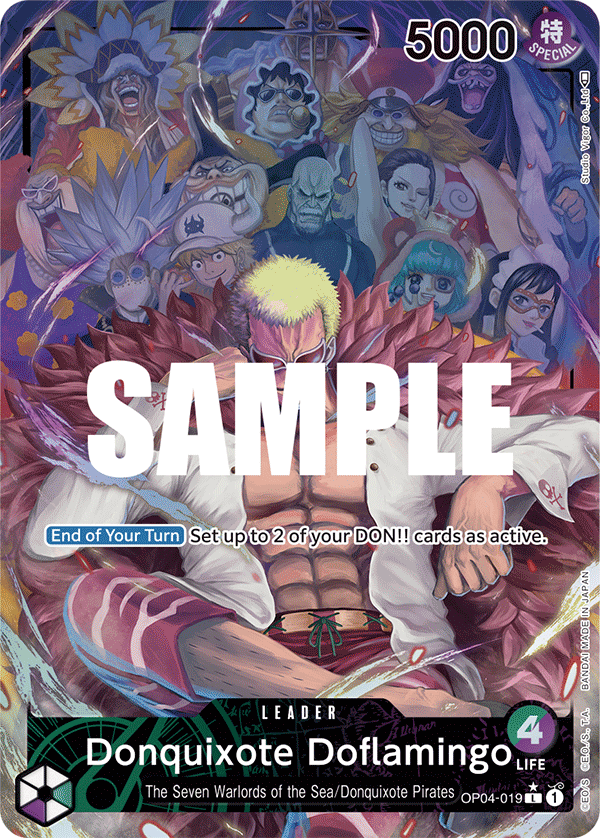 Donquixote Doflamingo alternate art leader from OP-04 Kingdoms of Intrigue