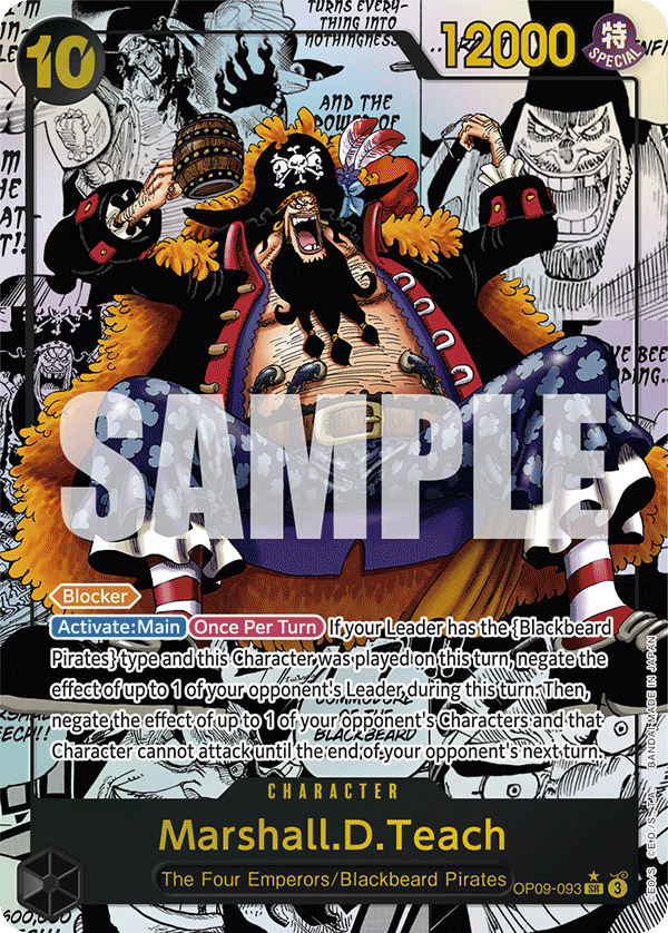 Marshall D. Teach Blackbeard manga rare card from OP-09 Emperors in the New World