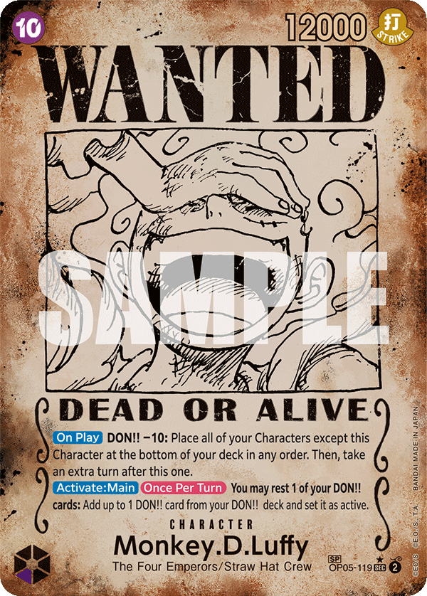 Wanted poster Monkey D. Luffy special rare card from OP-09 Emperors in the New World