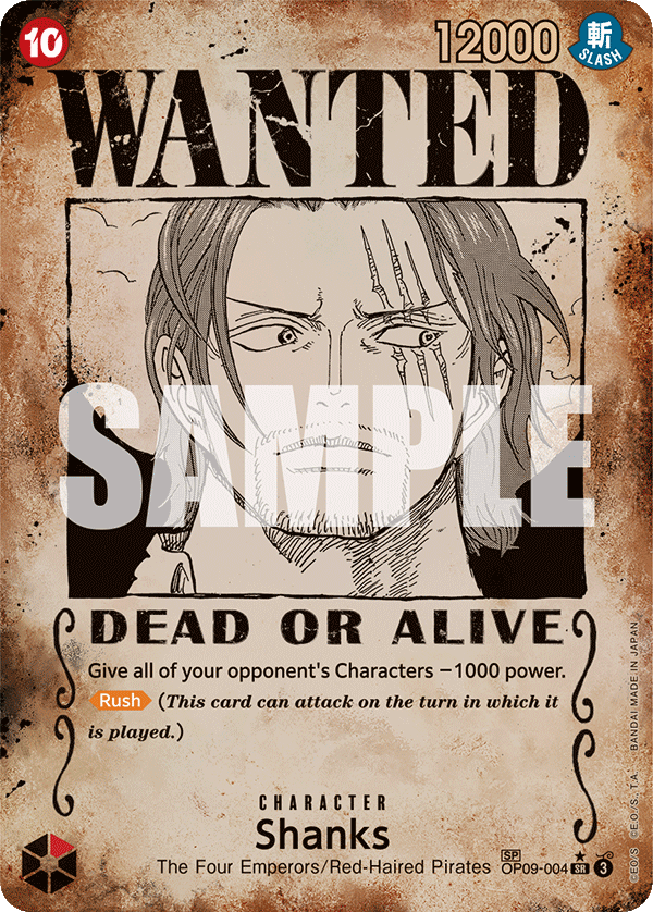 Wanted poster Shanks special rare card from OP-09 Emperors in the New World