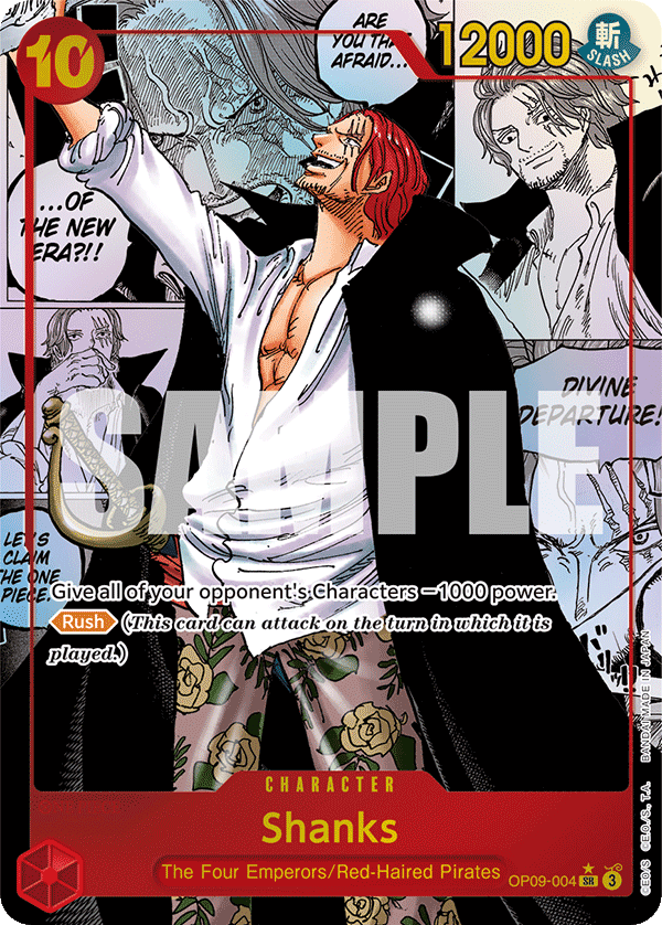Example standard manga rare card from the One Piece TCG