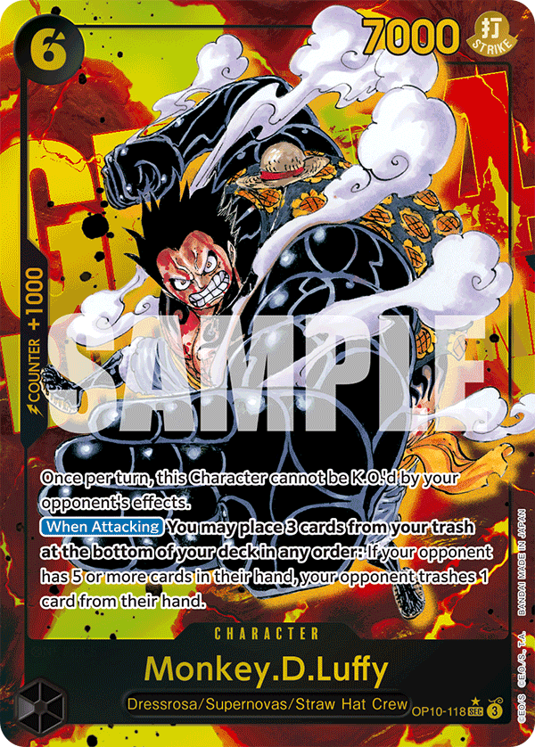 Monkey D Luffy secret rare alternate art card from OP-10 Royal Blood