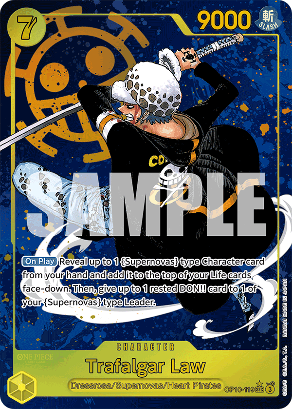 Trafalgar Law alternate art secret rare card from OP-10 Royal Blood