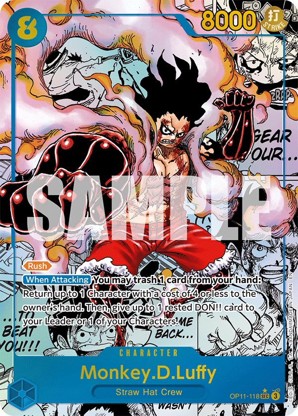 Monkey D Luffy manga rare card from OP-11 A Fist of Divine Speed