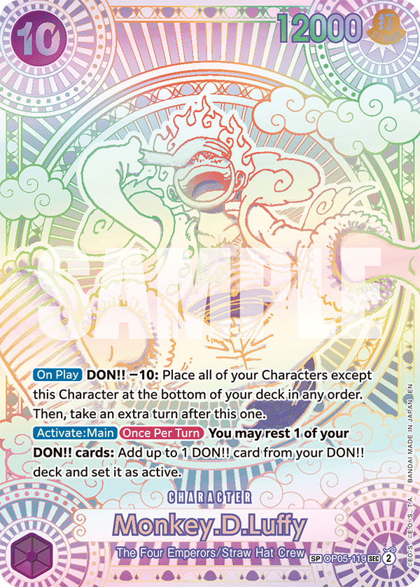 Monkey D Luffy Silver Anniversary card from OP-11 A Fist of Divine Speed