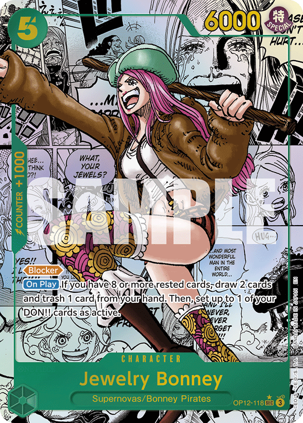 Jewelry Bonney manga rare card from OP-12 Legacy of the Master
