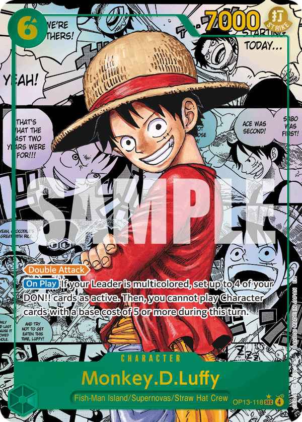 Monkey D. Luffy manga rare card from OP-13 Carrying on His Will