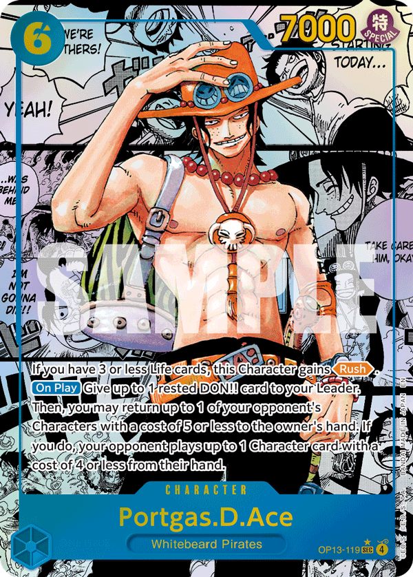 Portgas D. Ace manga rare card from OP-13 Carrying on His Will