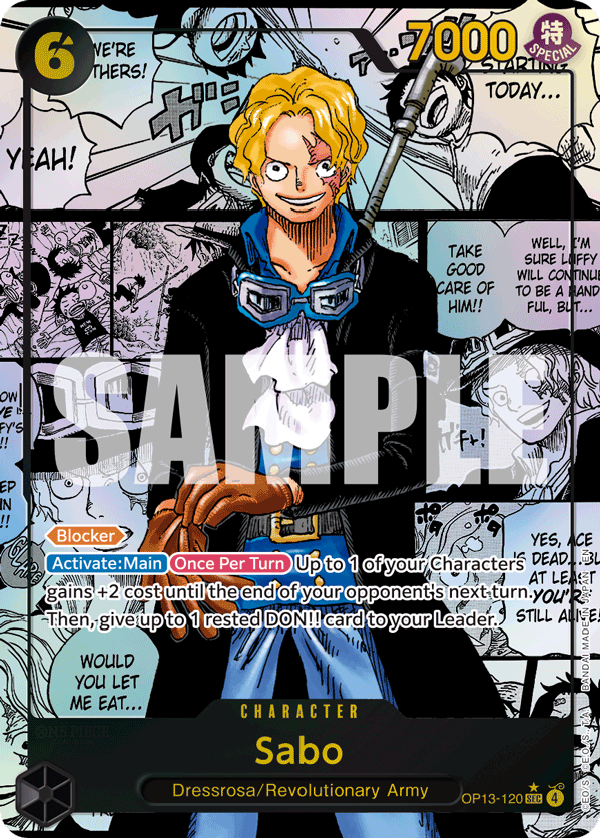 Sabo manga rare card from OP-13 Carrying on His Will