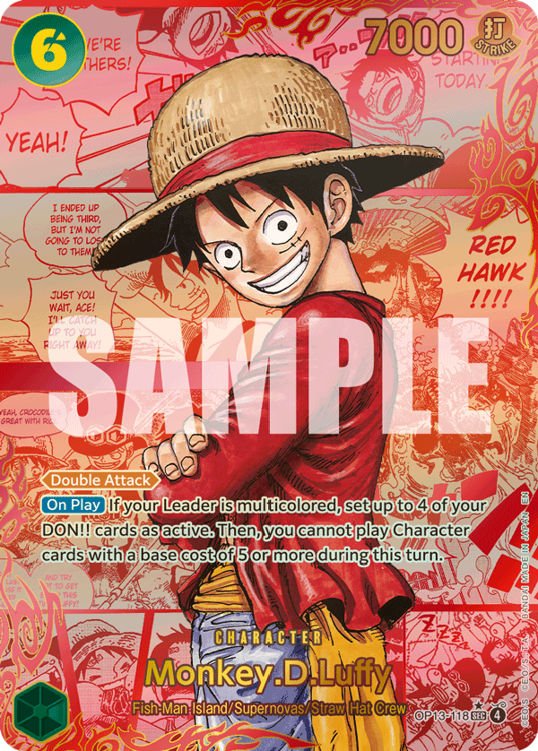 Red manga rare Monkey D Luffy card from OP-13 Carrying on His Will