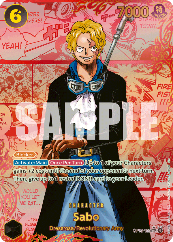 Sabo red manga rare card from OP-13 Carrying on His Will