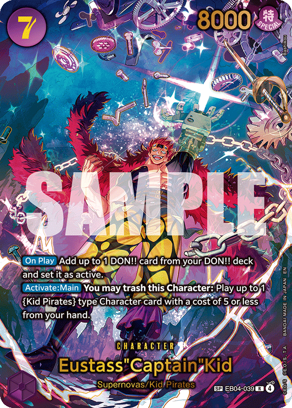 Eustass Captain Kidd special rare card from OP-14 The Azure Sea's Seven