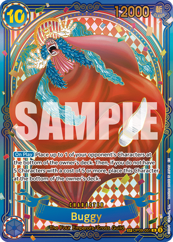 Buggy Gold Anniversary card from OP-14 The Azure Sea's Seven