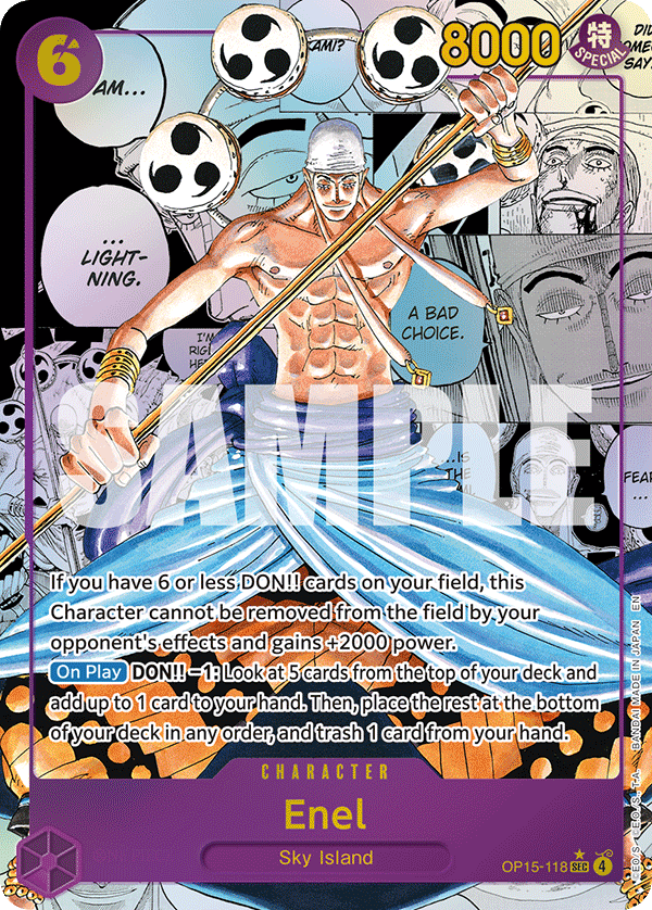 Enel manga rare card from OP-15 Adventure on Kami's Island