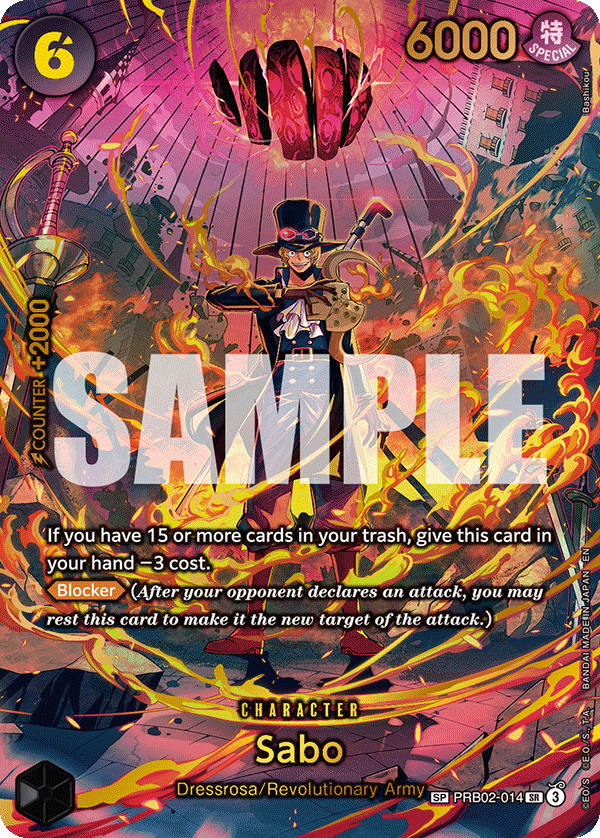 Sabo special rare card from OP-15 Adventure on Kami's Island