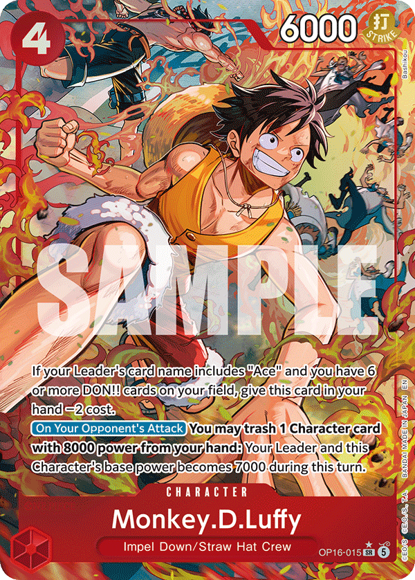 Monkey D Luffy alternate art card from OP-16